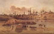 Adrien Dauzats, View of Damanhur during the Flooding of the Nile